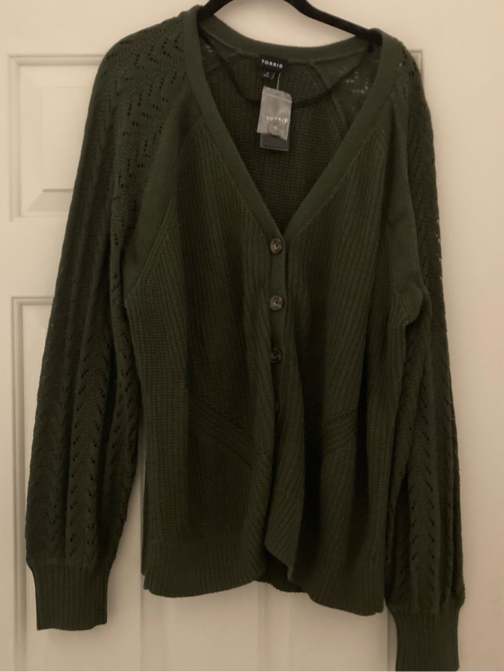 torrid Olive Green Knit Button-Front Cardigan